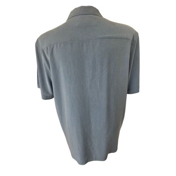 Nat Nast Y2K Silk Camp Shirt Men XL Rain Blue Black Embroider Retro Bowling Styl - Picture 4 of 13